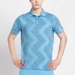 Adidas Blue Regular Fit Printed Polo T-Shirt-image-96