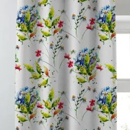 SPACES DRAPE STORY Elegent White & Green Polyester 9 ft Long Door Curtain - Set of 2 image 4