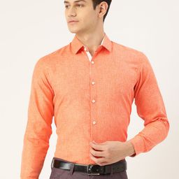 SOJANYA Men Orange Self-Design Classic Fit Formal Shirt-image-21