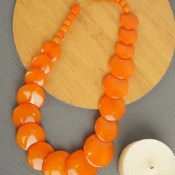 IMLI STREET Orange Ethnic Tribal Handmade Resin Beaded Necklace-picture-41