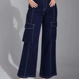 Life With Pockets Blue Plain Mid-Rise Jeans-image-40