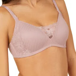 Triumph Pink Lace Non-Wired Full Coverage T-Shirt Bra image 4