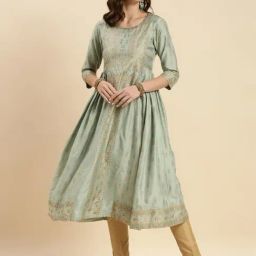 Rangita Mint Green Printed Flared Kurta-image-55