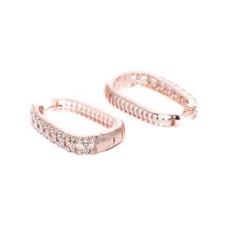 Priyaasi Rose Gold-Plated American Diamond Studded Hoop Earrings image 4