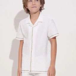 Jack & Jones Junior Boys Bright White Cotton Textured Shirt-image-68