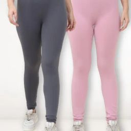 Gracit Grey & Pink Solid Tights (Pack of 2)-picture-1
