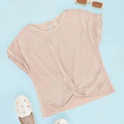 Pantaloons Junior Girls Beige Solid Casual Tops & Tees-image-65