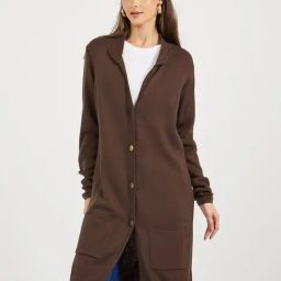 Styli Brown Acrylic Straight Sweaters-picture-34