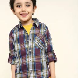 Bonkids Boys Multicolor Cotton Chequered Shirt-image-93
