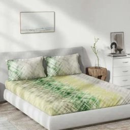 DDecor Green 145 TC Cotton King Bed Sheet with 2 Pillow Covers-image-43
