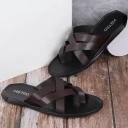 Metro Men's Brown Toe Ring Sandals-picture-46