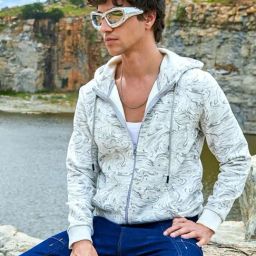 Campus Sutra White Cotton Regular Fit Printed Hooded Sweatshirt-picture-10