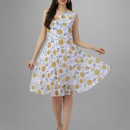 MASAKALI.CO White Floral Print Fit & Flare Dress-picture-2
