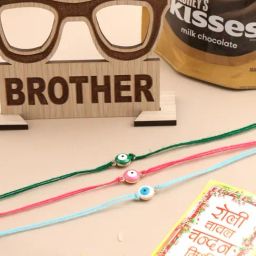 NVR Men's Set of 3 Multicolor Evil Eye Thread Rakhi, Combo for Rakshabandhan-13