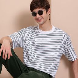 Mast & Harbour Striped Oversized T-shirt-image-46