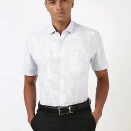 Peter England White Regular Fit Checks Shirt-image-85