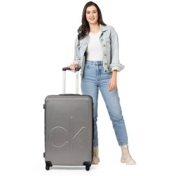 Calvin Klein Midtown Tour Dark Grey Textured Hard Cabin Trolley Bag - 76 cm-33