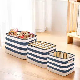 Aura White Set of 3 Regular Tote Basket Organisers-7