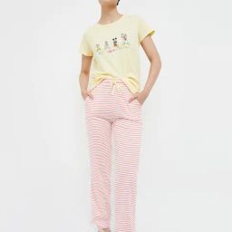 Ginger by Lifestyle Yellow & Pink Cotton Printed T-Shirt Pyjama Set-image-31