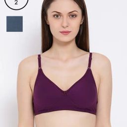 Clovia Teal & White Full Coverage T-Shirt Bra (Pack Of 2)-picture-12