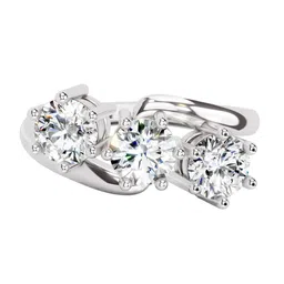 Sparkles 14K White Gold Three Stone Diamond Studded Round Shape Finger Ring 1.14 Carat-image-42