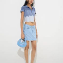 Nuon by Westside Dusty Blue Colour-Blocked Knitted Cotton Top-image-32