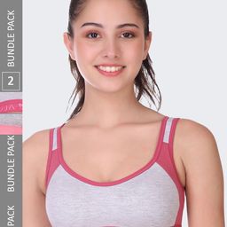 POOJA RAGENEE Pack Of 2 Breathable Anti Bacterial Non Padded Cotton Workout Bra-image-40