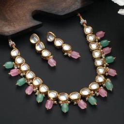 Aatmana Gold-Plated Multi Kundan Studded Necklace Set-6