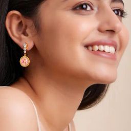 March by FableStreet 18k Gold-Plated 92.5 Sterling Silver Pink Dry Flower Drop Earrings-image-97