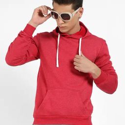 Campus Sutra Red Regular Fit Hooded Sweatshirt-image-49