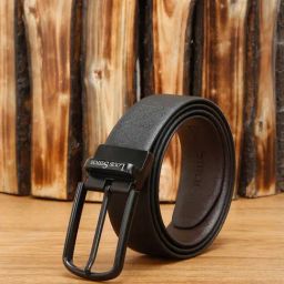 Louis Stitch Black Textured Leather Reversible Belt for Men-image-38