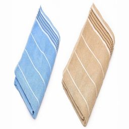 RRC Blue & Brown 2 Pieces Striped 500 GSM Cotton Towel Set-picture-6