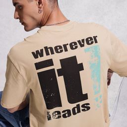 WROGN Typography Printed Drop-Shoulder Sleeves Pure Cotton Oversized T-shirt-picture-33
