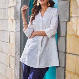 Biba White Embroidered Cotton Shirt-image-31