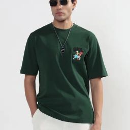Showoff Green Cotton Regular Fit Graphic T-Shirt-picture-20