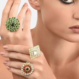 Zaveri Pearls Set Of 3 Wedding Collection Adjustable Finger Rings-ZPFK11484-image-72
