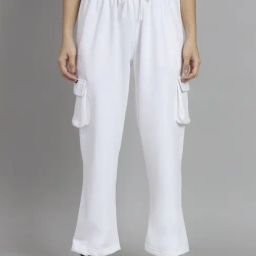 GRIFFEL White Mid Rise Track Pants-image-93