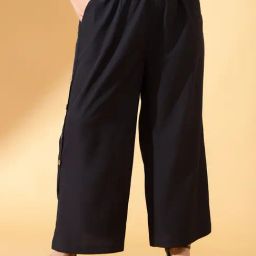 CURVE BY KASSUALLY Black Relaxed Fit Pants-image-20