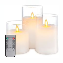 LTETTES White & Transparent 3 pieces Pillar LED Candles-3