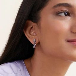 March by FableStreet Statement Floral Pink & White Zircon 92.5 Sterling Silver Drop Earrings-image-56