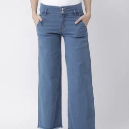 KASSUALLY Blue Cotton Relaxed Fit Mid Rise Jeans-picture-35