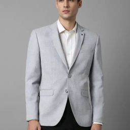 Men Grey Slim Fit Textured Formal Blazer-picture-10