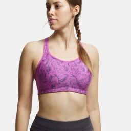 Jockey Lavender Printed Padded Non Wired MI01 Sports Bra-image-95