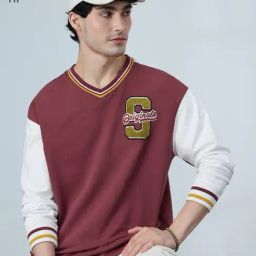The Souled Store Red Cotton Loose Fit Embroidered T-Shirt-image-65