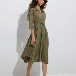 Bombay Paisley by Westside Olive Schiffli Design Cotton Shirt Dress-image-60
