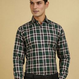 Allen Solly Men Slim Fit Spread Collar Tartan Checked Cotton Formal Shirt-picture-46