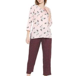 Smarty Pants Pink Cotton Floral Top With Pyjamas-image-41
