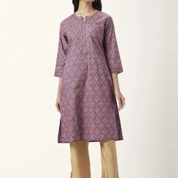 Rangmanch by Pantaloons Purple Cotton Printed Straight Kurta-picture-43