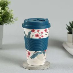 India Circus by Krsnaa Mehta White & Blue Bamboo Fibre Aerial Moments Frankie Cup (0.45 L)-44