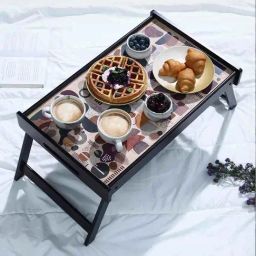 Wonderchef Casablanca Brown Engineered Wood Abstract Foldable Bed Tray-image-2
